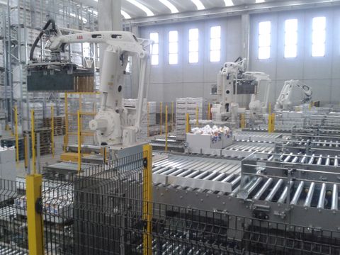 palletising robot island — bauli bakery production line