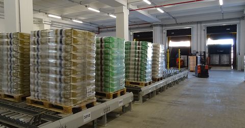 high-bay warehouse exterior — molino pivetti flour